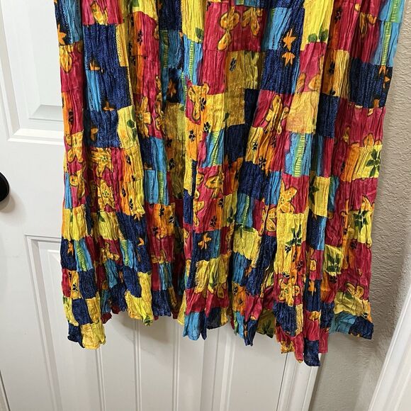 Silver Stream Women's Maxi Skirt One Size Patchwork Boho Broomstick Bright Color - Picture 8 of 10